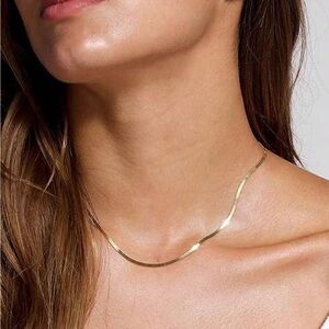 Minimalist 18k Gold Plated Herringbone Choker Necklace